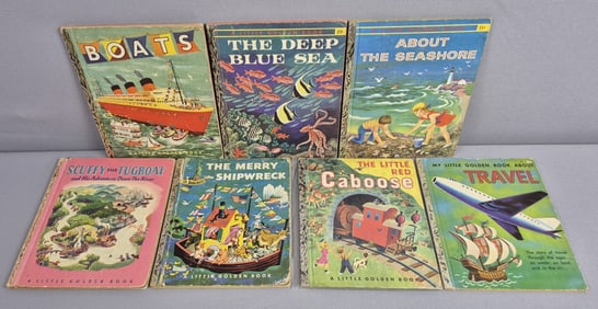 Vintage Little Golden Books Sea Boats Planes & Trains