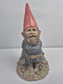 Thomas Clark Cairn Studio Gnome Figurine Forest 10.5 inches tall. Small paint chips around base.