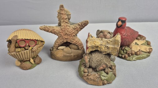 Thomas Clark Cairn Studio Gnome Figurines Signed Perry Signed McIntosh Coco & Cardinal