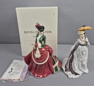 Royal Doulton Figurines Lise HN 3474 & Signed Winter Elegance HN 5109 with Box
