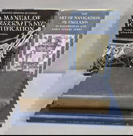 4 Vintage Hardcover Books A Manual of Siegecraft and Fortification The Art of Navigation in England