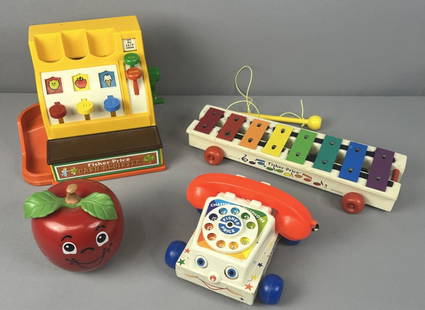 Vintage Fisher Price Toy Lot Lot of 4 vintage Fisher Price toys sold as is, in decent condition with: Lot of 4 vintage Fisher Price toys sold as is, in decent condition with some markings as photographed.