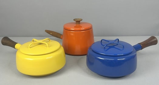 Vintage Dansk Capco Enamelware Pots 3pc Lot of 3 Enamelware fondue pots in excellent condition. No