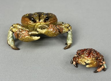 Jay Strongwater Bejeweled Crab Trinket Boxes Pair of 2 crab trinket boxes set with swarovski