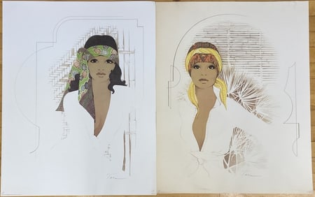 African American Pinup Lithographs by Tara Two lithographs of African American women by William W
