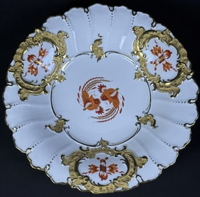 Antique Meissen Porcelain Plate Bowl Dragon Crossed swords logo. 11.5 inches across 1.5 inches tall.