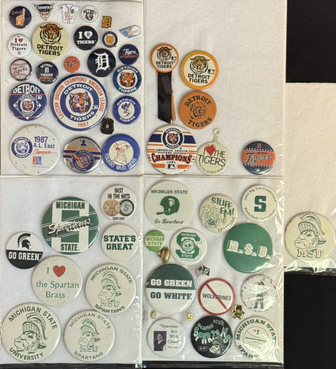 Vintage Detroit Tigers Michigan State Buttons Pins Please refer to photos for included items (1 of 7)