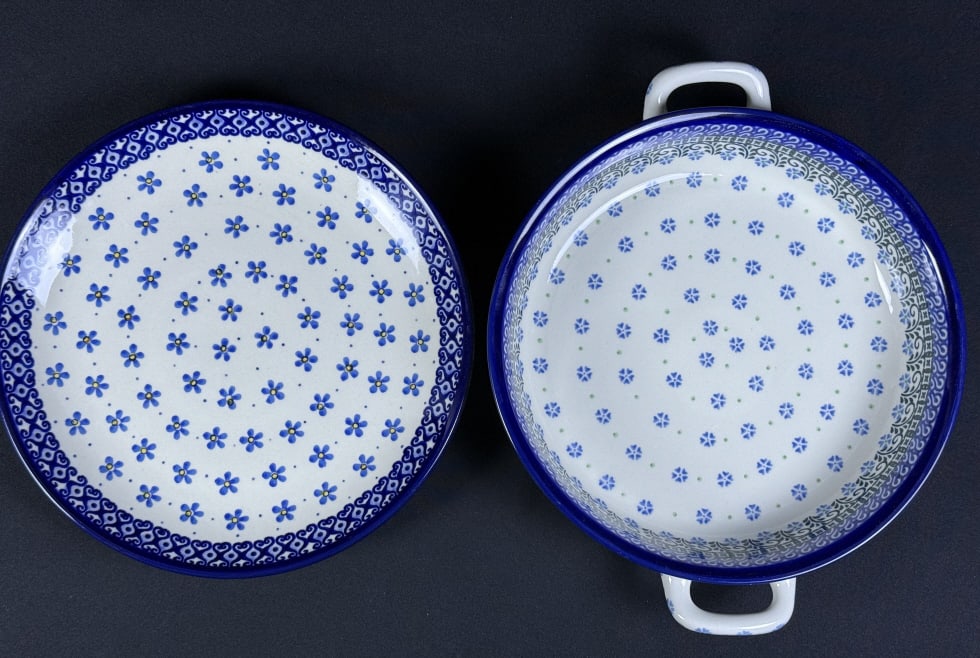 Boleslawiec Polish Hand Painted Pottery One 10.25 x 1.25 inch platter and one 10 x 2.5 inch round (1 of 6)