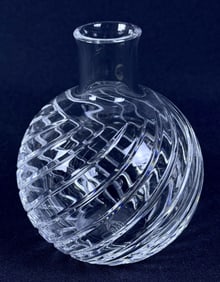 Baccarat Crystal Cyclades Swirl Bottle Vase Measures 4.75 inches tall by 3.75 inches wide. No