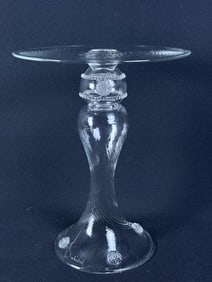 Blown Art Glass Cake Stand 10.25 inches tall by 8.25 inches wide. No chips or cracks. Please see