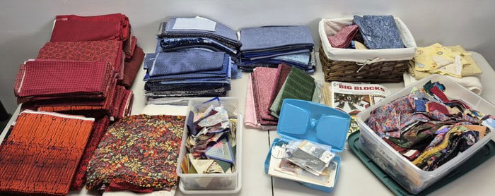 Large Lot of Quilting Fabrics Reds & Blues What will you find???