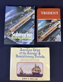 Vintage Ships & Submarine History Books Set of 3 With dust jackets. Please refer to photos for