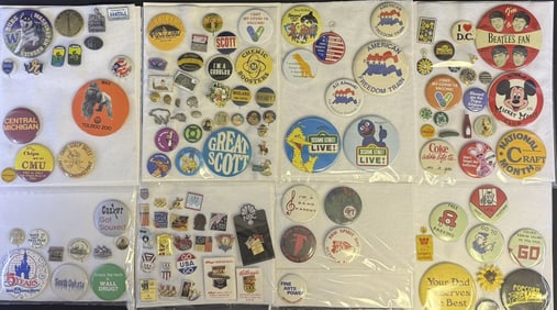 Mixed Lot Souvenir & Commemorative Buttons Sesame Street, Disney, Olympics and more. Please see