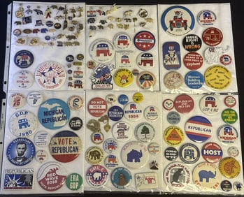 Mixed Lot Republican Party Political Buttons Description From different eras. Please see photos for