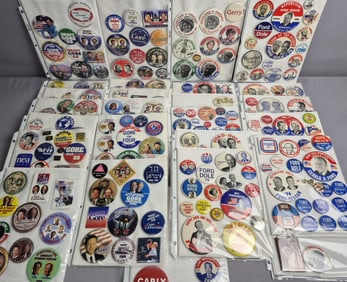 Large Lot of Political Pinback Buttons Including