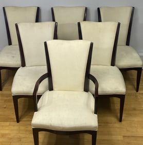 Barbara Barry Baker Furniture Dining Chairs Set of six dining room chairs, two Captain and four