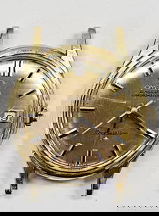 18K Yellow Gold Omega Constellation Automatic Chronometer #14393/4: Chronometer #14393/4 Watch Watch was running & keeping time when it was cataloged. Watch needs to be serviced. There are scratches on the crystal & case. See pictures.