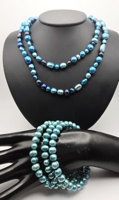 Honora Sterling Pearl Necklace & Bracelet Set Necklace Measures 35" (1 of 10)