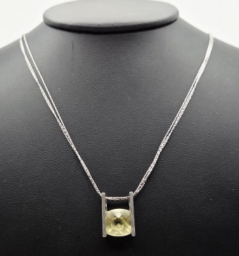 Sterling Silver Faceted Citrine Necklace Necklace Measures 18.5" Necklace Weighs 10.1 Grams: Necklace Measures 18.5" Necklace Weighs 10.1 Grams
