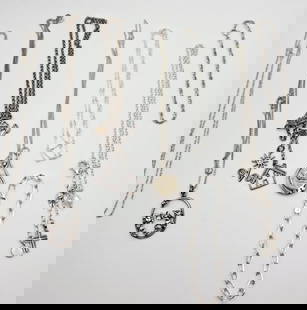 Collection Of  Sterling Silver Jewelry Lot Contains Necklaces and Bracelets, all Silver: Lot Contains Necklaces and Bracelets, all Silver