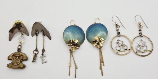 Vintage Brass and Silver Earring Collection Phone Earrings Weigh 9.1 Grams (1 of 5)