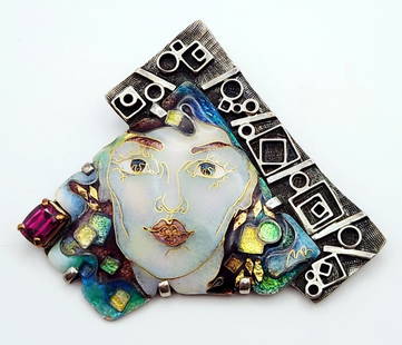 MLB Sterling Silver & 14K Gold Abstract Portrait Brooch Pin  Weighs 16.3 grams.: Brooch Pin Weighs 16.3 grams.