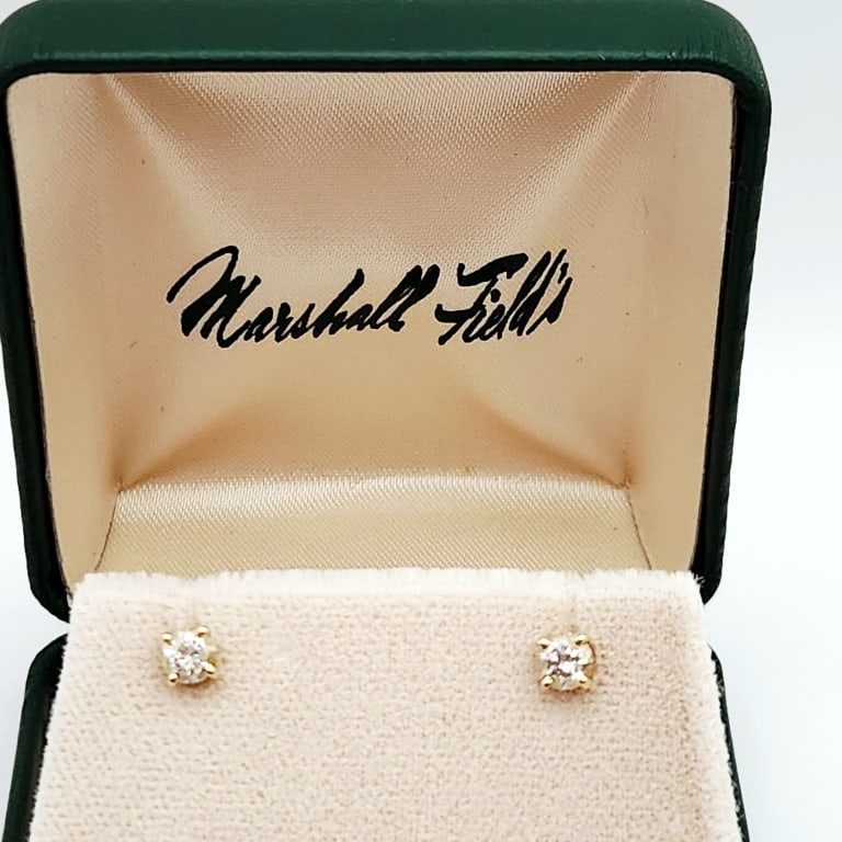 14K Yellow Gold Diamond Stud Earrings .40 TCW Weighs 0.9 grams. Backs are not 14K. Acid tested 14K.: Weighs 0.9 grams. Backs are not 14K. Acid tested 14K.Weight is approx