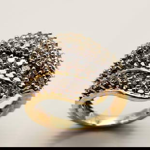 10K Yellow Gold JST Diamond Cluster Statement Ring Ring is size 6.75. Weighs 6.9 grams: Ring is size 6.75.Weighs 6.9 grams1+