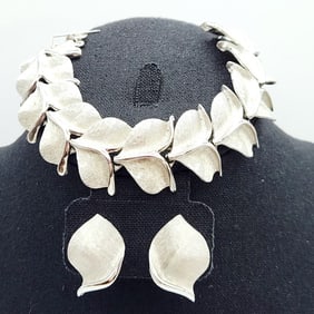 Vintage Puccini Bracelet & Clip Earrings Metal is Silver Tone