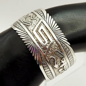Montano Gibbson Navajo Sterling Cuff Bracelet Weighs 48.3 grams. Marked Gibb sterling.
