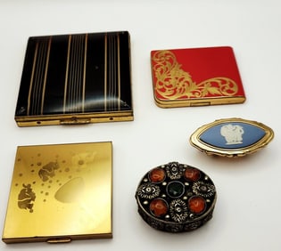 Assorted Compacts Lipstick Holder & Trinket Box Including Piltcher & Lady Elgin Compacts