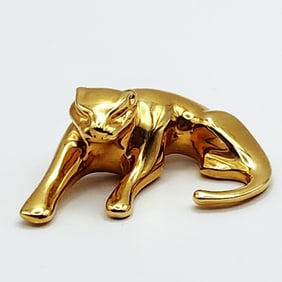 OTC 18K Gold Electroplate Leopard Slide Pendant Italy Weighs 11.9 grams.