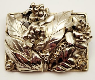 Vintage Hobe Sterling Floral Brooch Pin Weighs 23.8 grams.