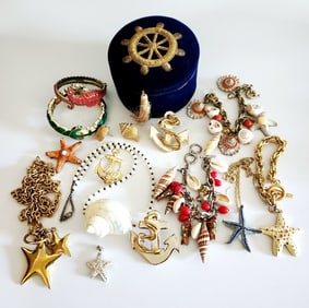 Nautical Theme Jewelry & Velvet Box Contents not inspected.