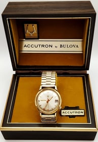 Bulova Accutron Watch 14K Yellow Gold Case J501808 Watch is