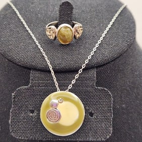 Carrick Art Celtic Silver Necklace & Connemara Marble Celtic Knot 925 Sterling