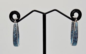 Sterling Silver Blue Crystal Hoop Earrings Earrings Weigh 3.9 Grams Metal Not Stamped