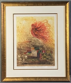 Nissan Engel Firebird Lithograph Signed L'oiseau de feu (The Firebird) by French-Israeli artist