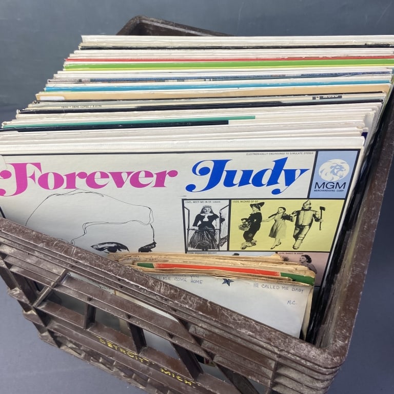 Vinyl Mystery Lot Judy Garland, Ray Price Over 40 78 LPs and 45 singles featuring the music of Judy: Over 40 78 LPs and 45 singles featuring the music of Judy Garland, Ray Price, and more! Vinyl sold untested.