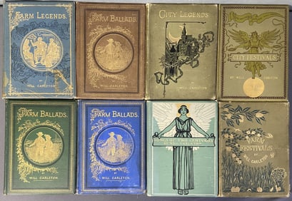 Antique Will Carleton Books Set of Eight Eight books by Michigan author Will Carleton, publisher by