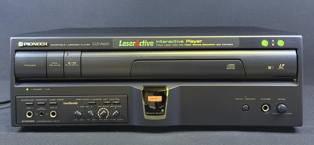 Pioneer CLD-A100 Laserdisc CD Player Karaoke With remote. Powers on both drawers open and close. (1 of 9)