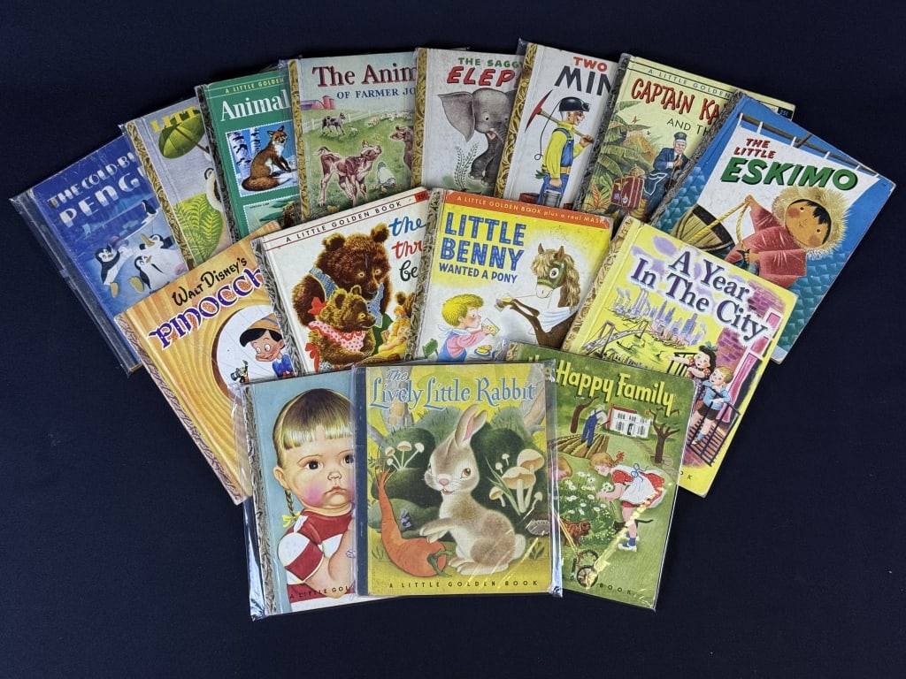 15 Vintage Simon and Schuster Little Golden Books Light to heavy signs of use on each including (1 of 7)