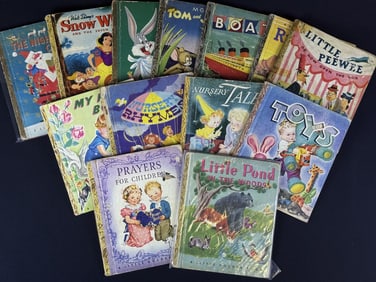 13 Vintage Simon and Schuster Little Golden Books Light to heavy signs of use on each including