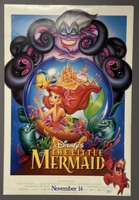 Disney The Little Mermaid One Sheet Movie Poster 1997 re-release poster. Double sided 27 x 40