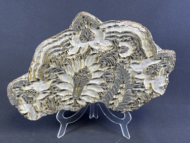 Large Indian Carved Wood Textile Printing Block Measures 14 x 8 x 3 inches. Please refer to photos
