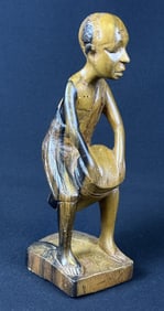 African Tribal Carved Wood Drummer Statue Measures 10 x 3.5 x 3 inches. Please refer to photos for