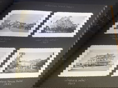 Vintage Mackinac Island Michigan Photographs Photo album with pictures Circa 1950. Hand written