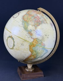 Replogle World Classic 12 Inch Globe Wood Base Raised Relief Rotating. Please refer to photos for