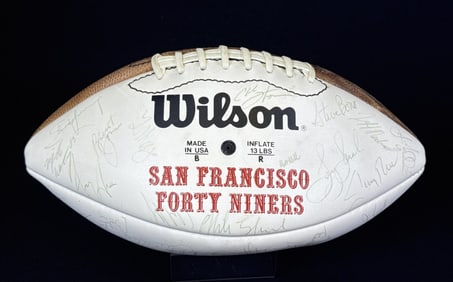 Superbowl XXIV 49ers Signed Football Montana Rice Signed in ballpoint pen. Please see photos for all
