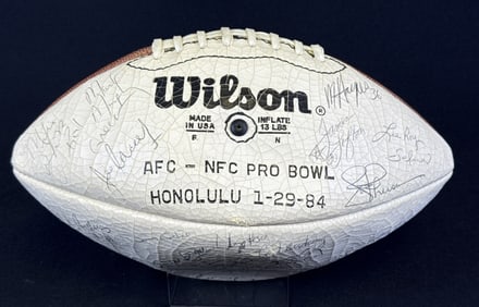 1984 Pro Bowl Signed Football White leather cracking all over. Please see photos for further